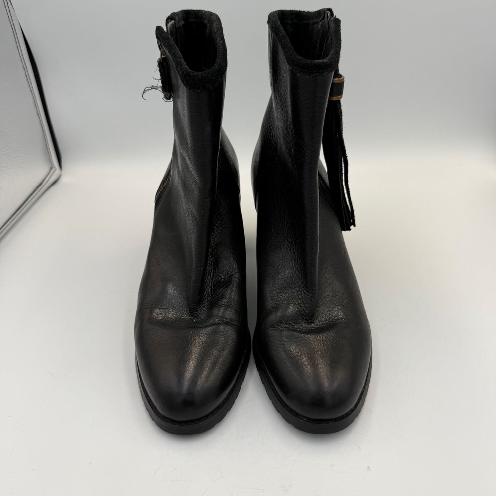 Lauren Ralph Lauren Carah Black Leather Tassel Ankle Boots Womens 9.5B - Picture 4 of 7